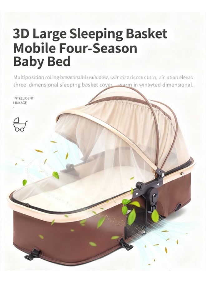 Kidilo 3-in-1 Convertible Baby Stroller – Bassinet & Seat Modes, High Landscape, Adjustable Canopy, One-Hand Fold, Spacious & Comfortable Luxury Stroller - Image 3